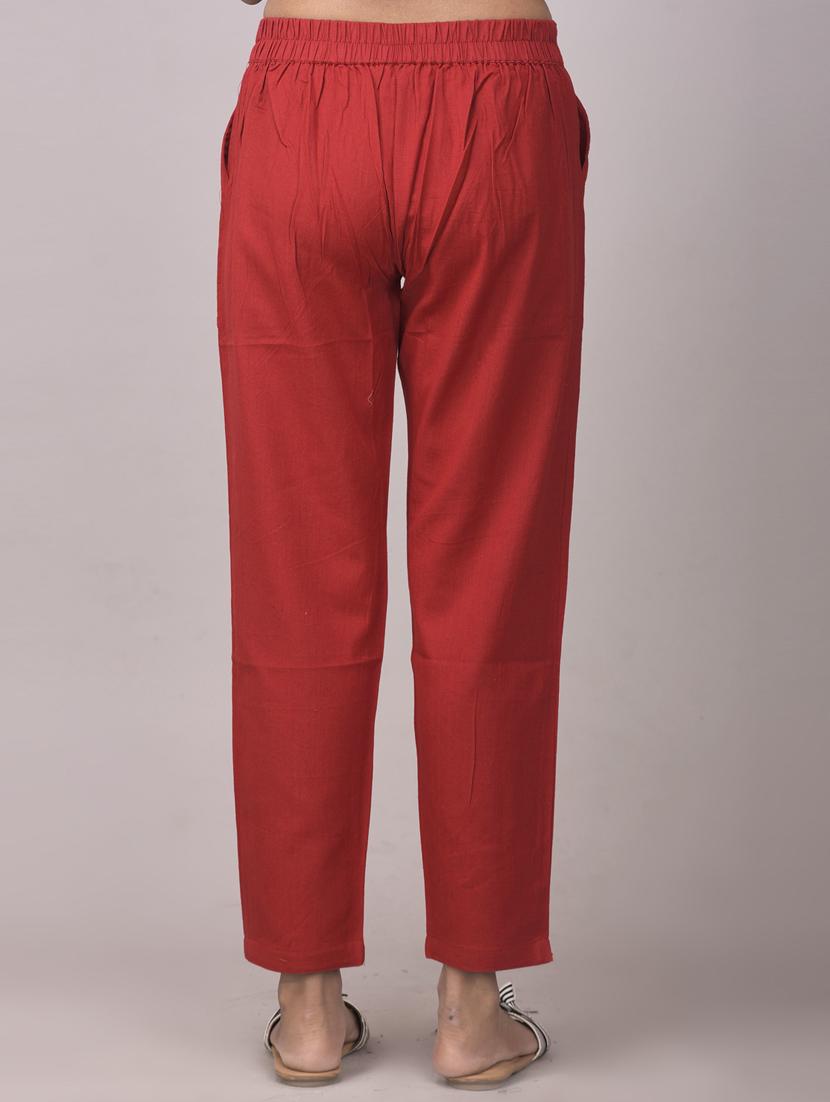 solid cotton blend flat front trousers - 19415858 - Standard Image - 2