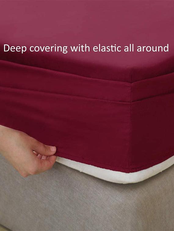 feel terry ultra soft waterproof mattress protector | mattresses cover (36x78 inch |3x6.5 feet , maroon - pack of 1 ) - 19471916 - Zoom Image - 3