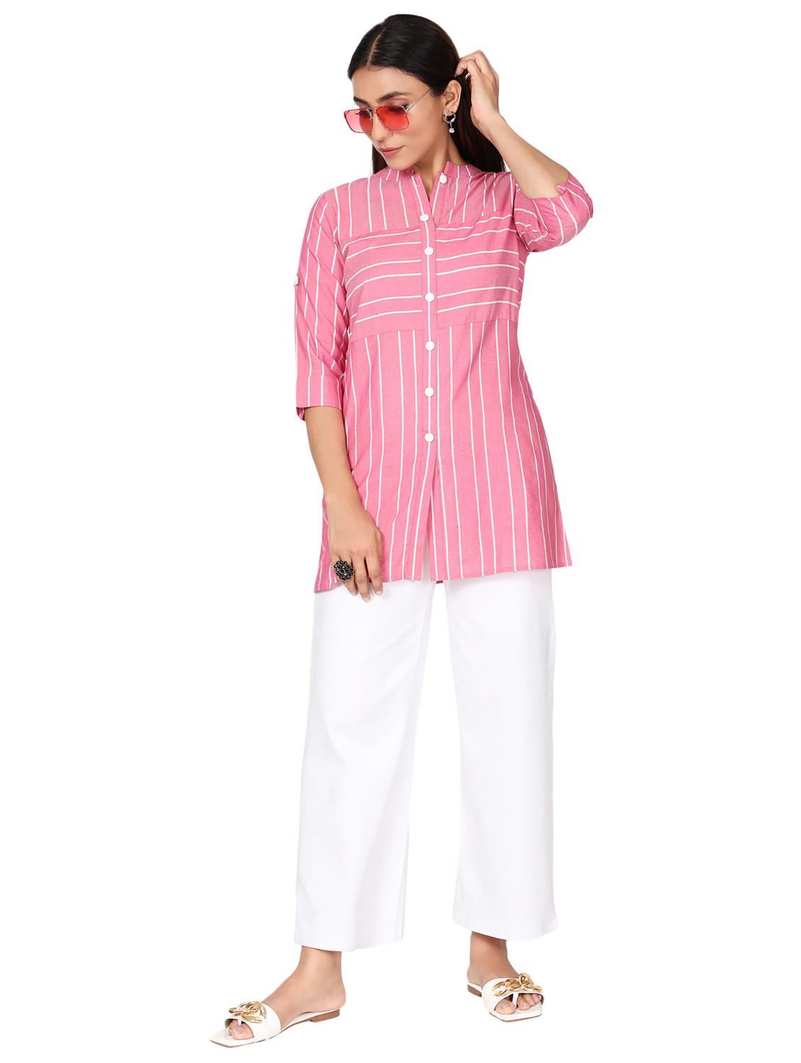 mandarin collar a-line tunic - 19475192 - Standard Image - 4