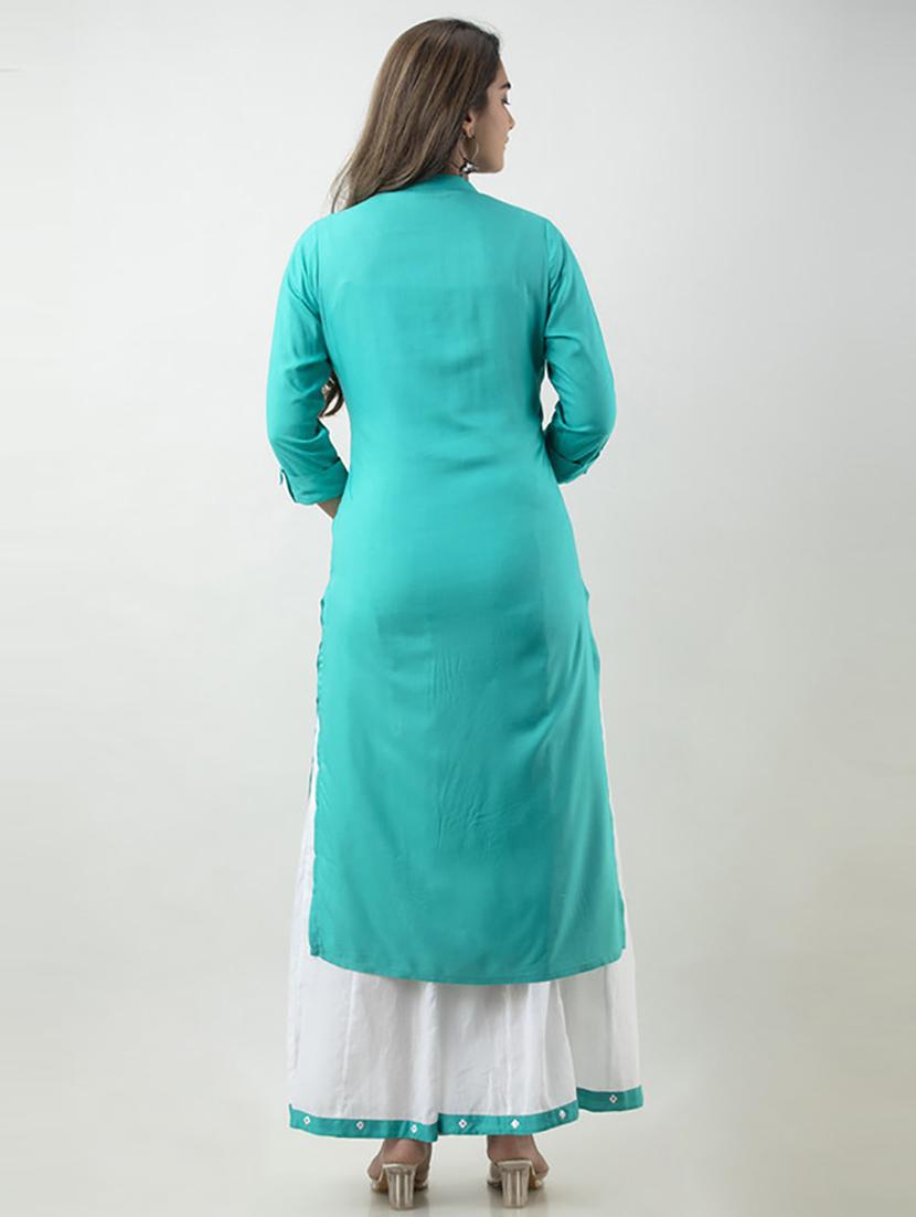 green self design kurta dupatta set - 19481747 - Standard Image - 2