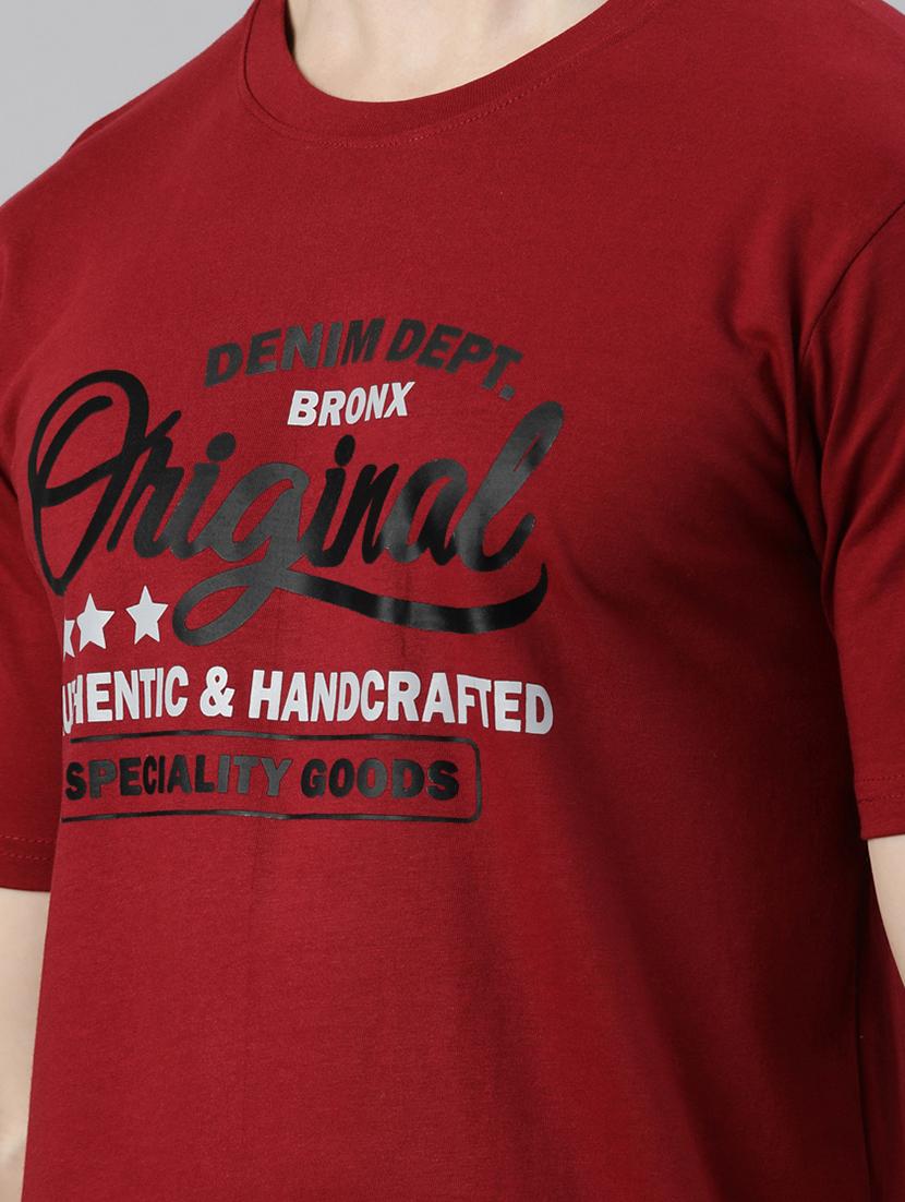 maroon chest printed t-shirt - 19484121 - Standard Image - 4