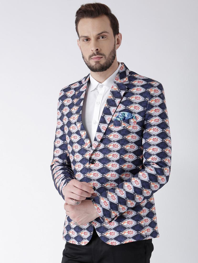 blue printed polyester blazer - 19488678 - Zoom Image - 1