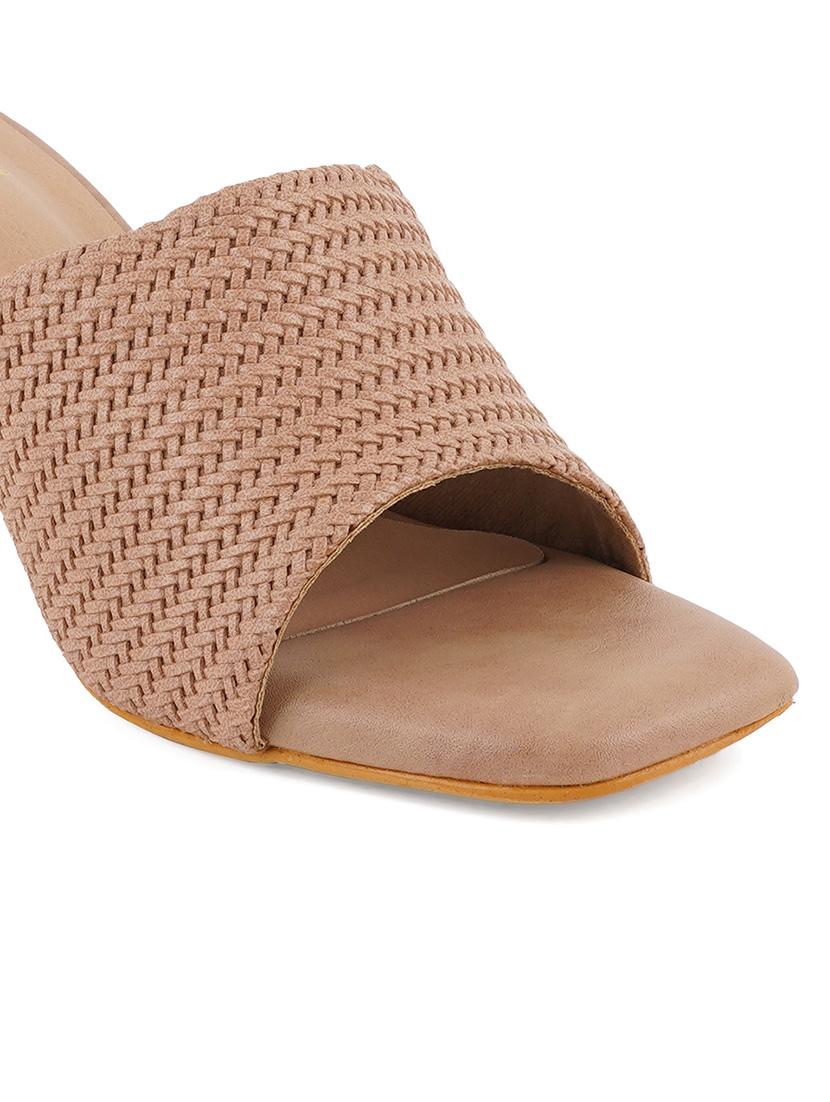 tan synthetic slip on sandals - 19495680 - Standard Image - 4