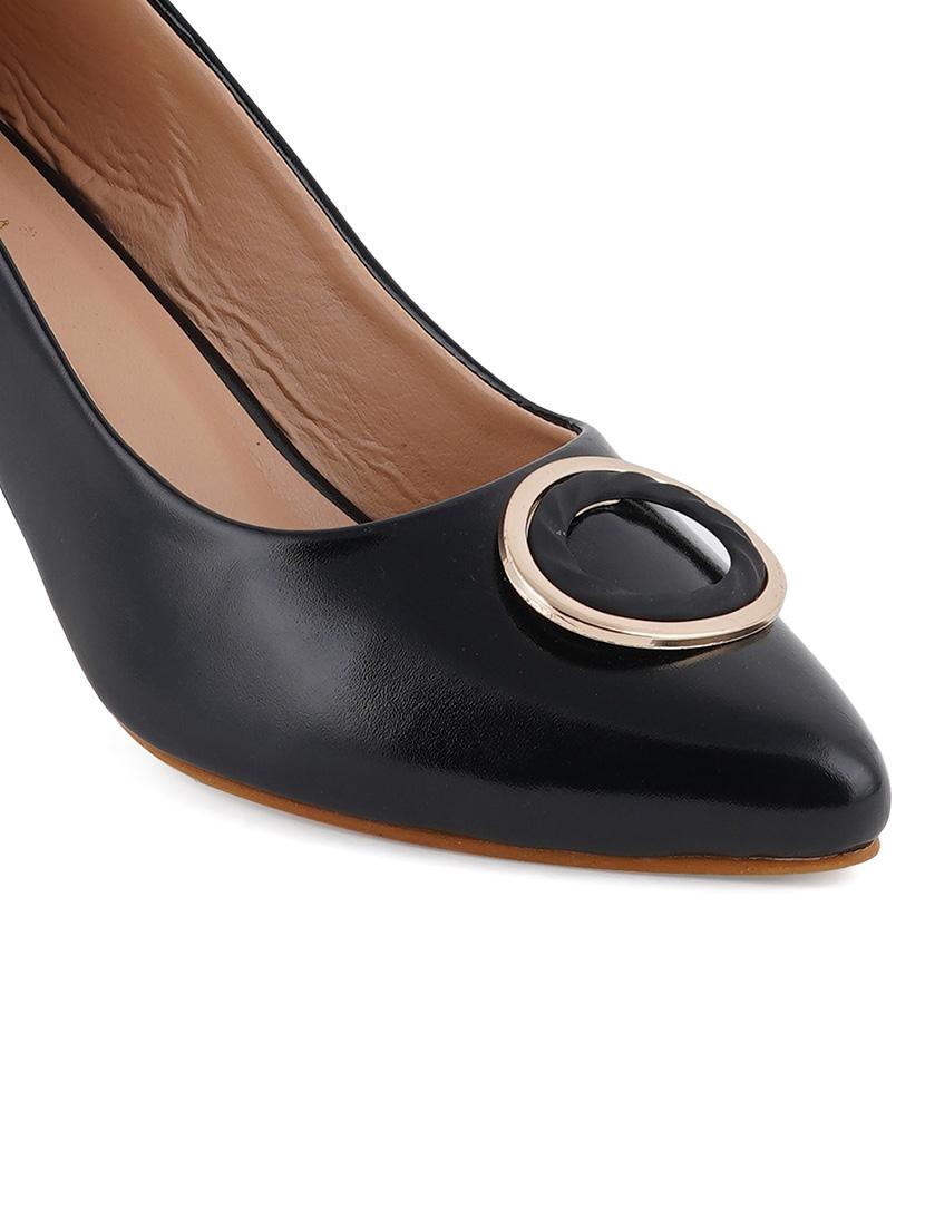 black synthetic slip on pumps - 19495720 - Standard Image - 4