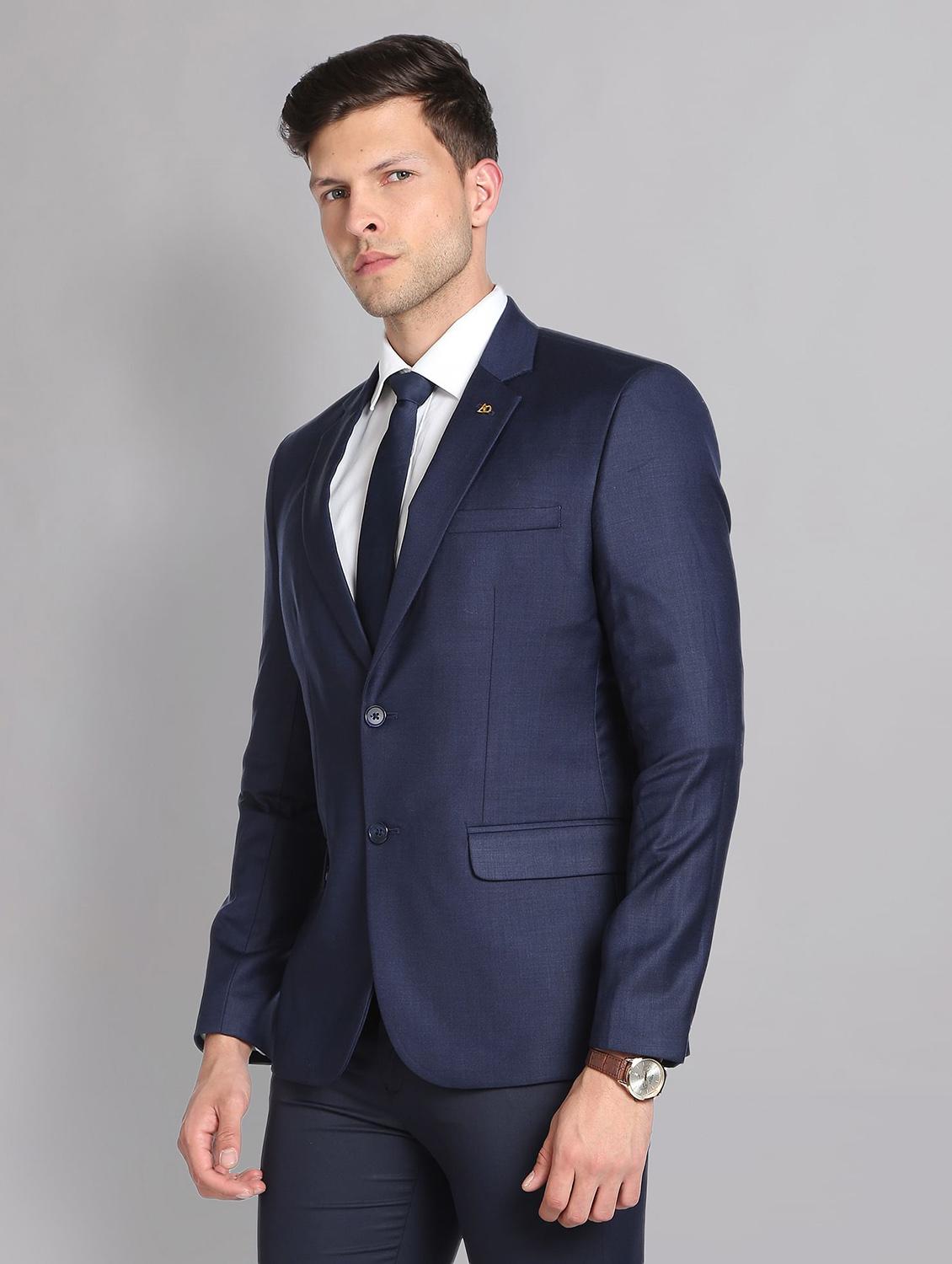 blue terry rayon single breasted formal blazer - 19504123 - Standard Image - 2