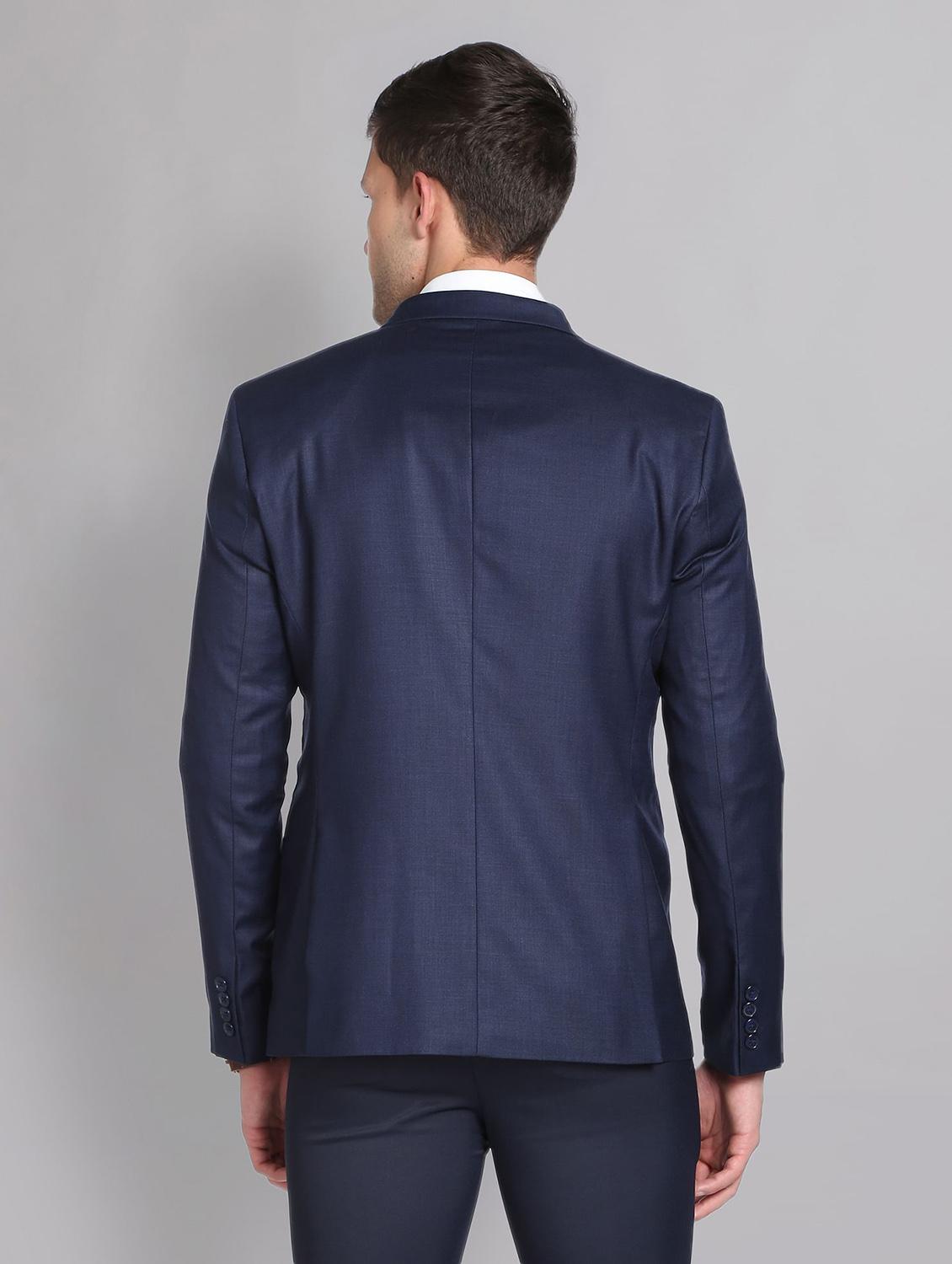 blue terry rayon single breasted formal blazer - 19504123 - Zoom Image - 3