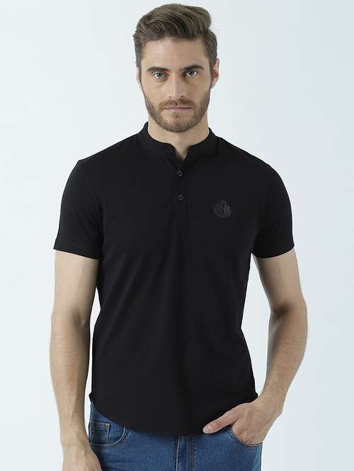 heniey neck solid regular t-shirt - 19580431 - Very Small Image - 1