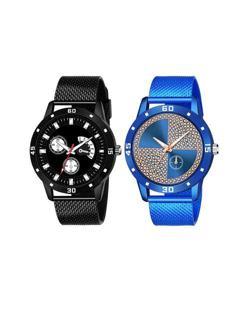 men round shape analog watch combo - 19617050 - Very Small Image - 1
