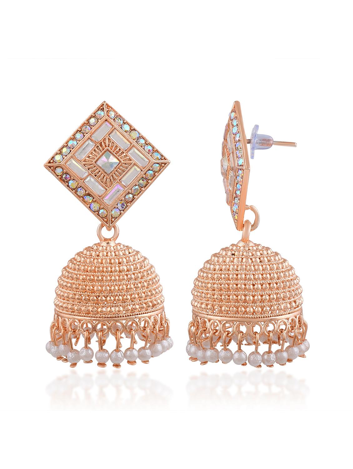 gold brass jhumka earring - 19618284 - Zoom Image - 3