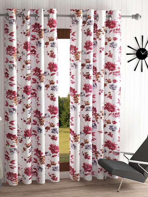 home sizzler 2 piece windflower floral eyelet polyester door curtains - 19643290 - Very Small Image - 1