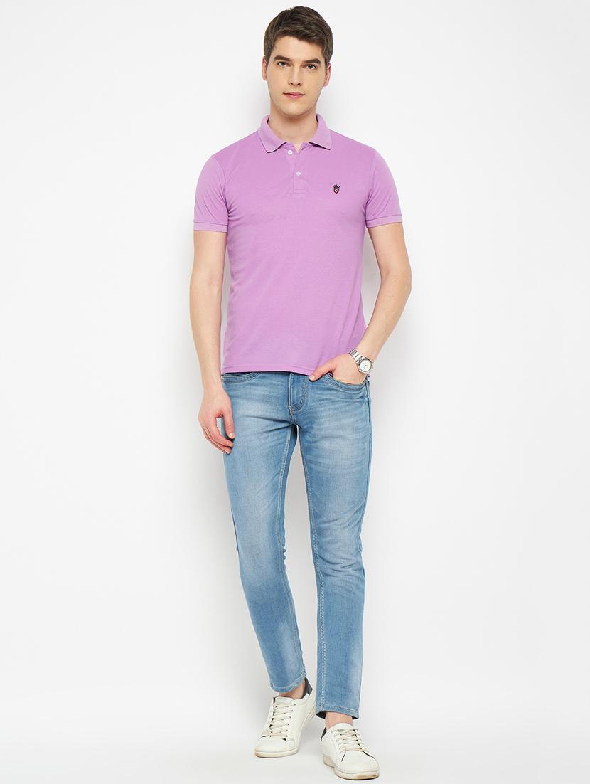 men lavender solid regular fit polo t-shirt - 19643482 - Standard Image - 3