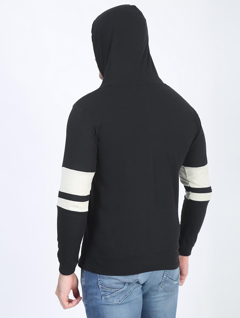 black solid hooded t-shirt - 19643844 - Zoom Image - 2