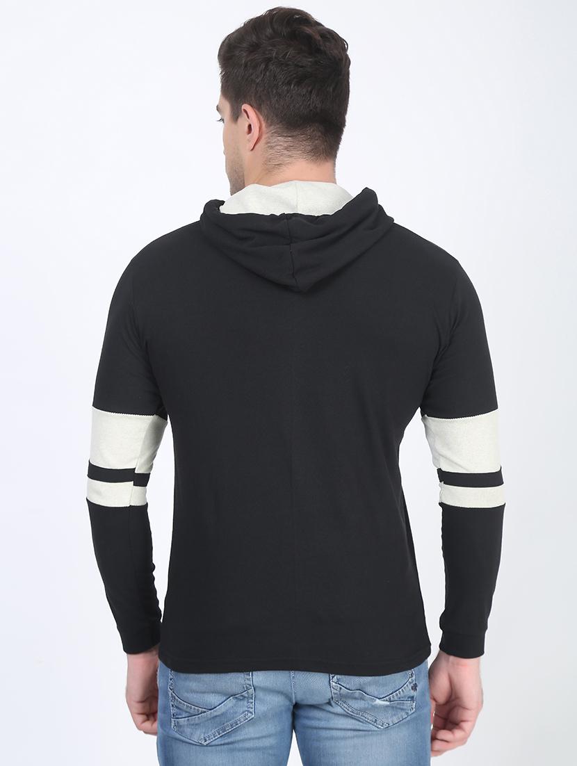 black solid hooded t-shirt - 19643844 - Zoom Image - 3