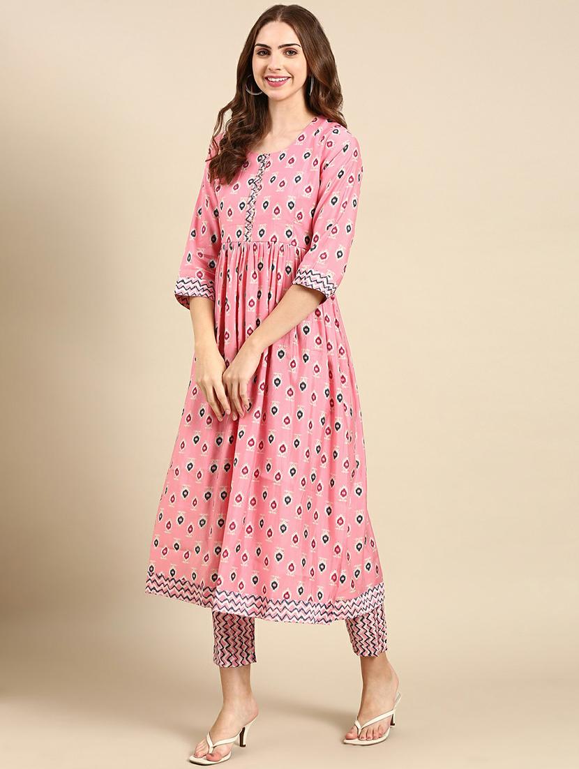 women pink printed kurta pant set - 19664948 - Zoom Image - 2