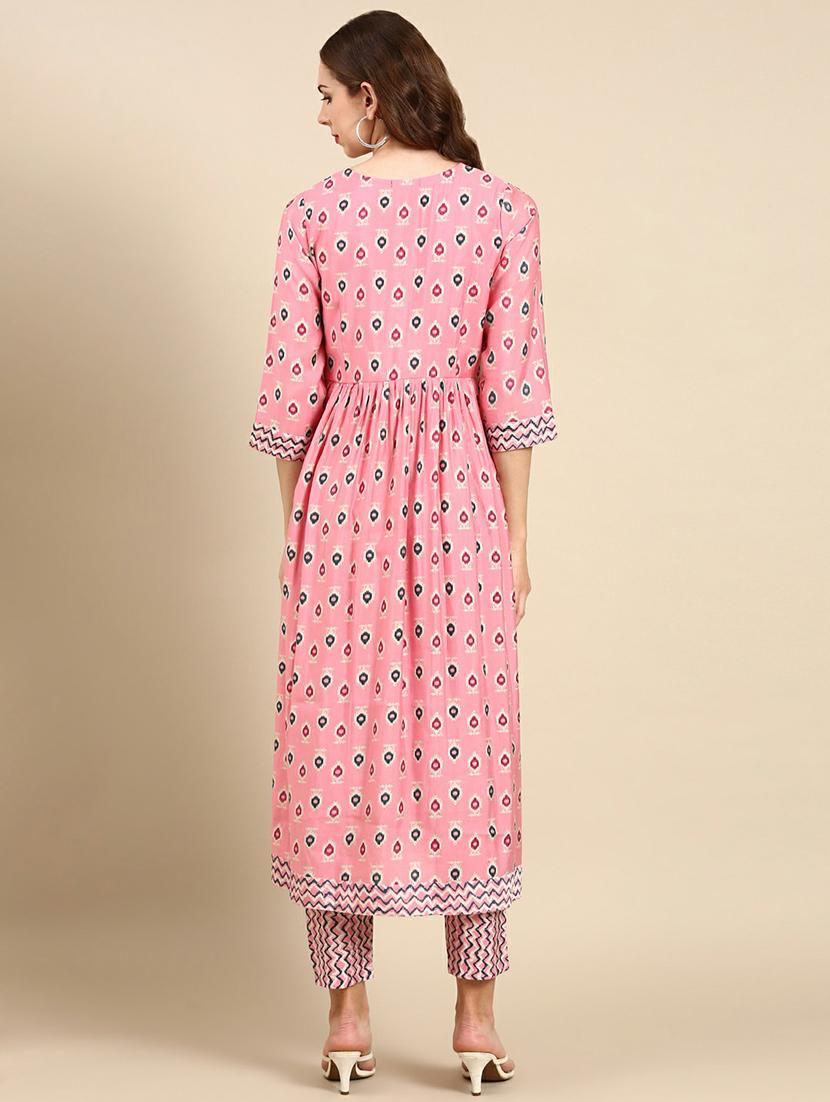 women pink printed kurta pant set - 19664948 - Standard Image - 3