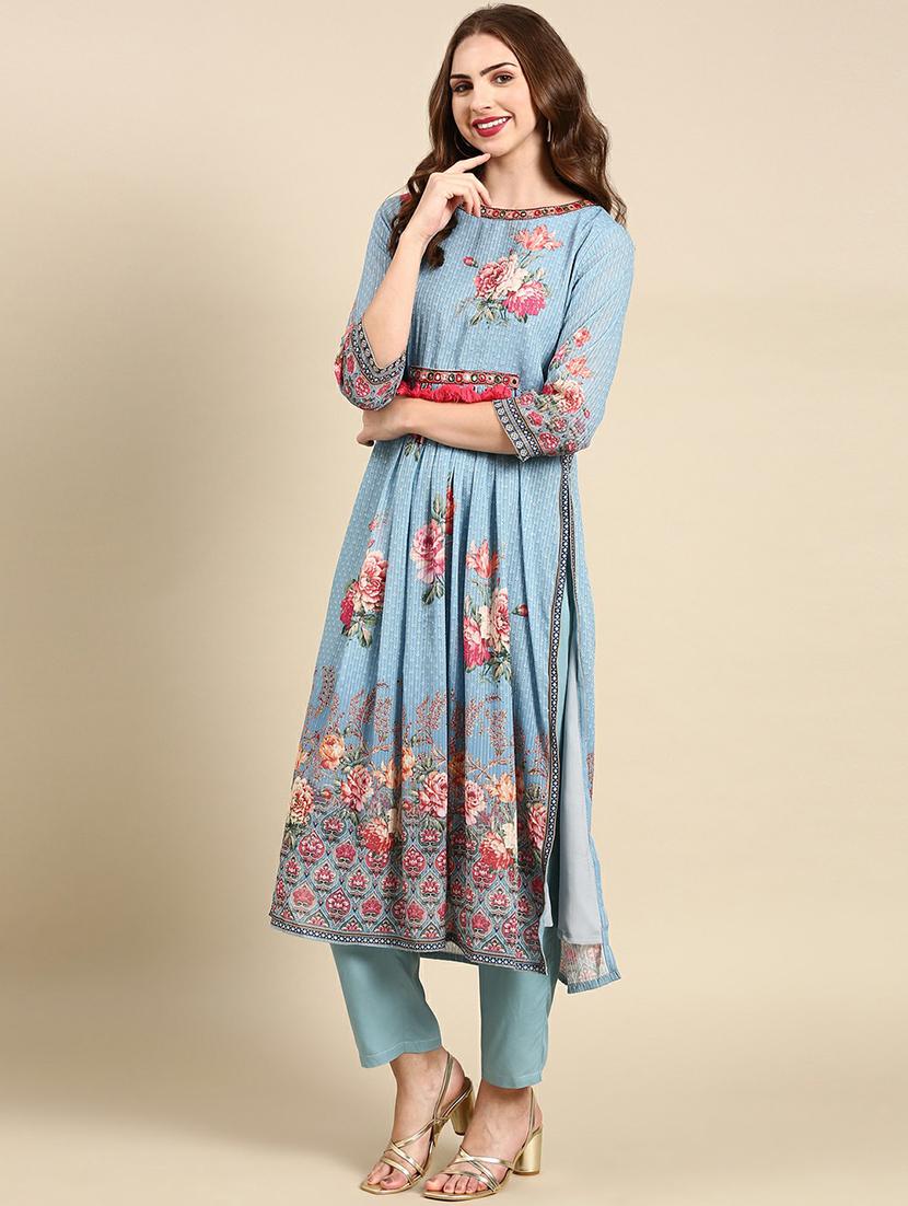 women round neck kurta pant set with dupatta - 19664976 - Zoom Image - 2