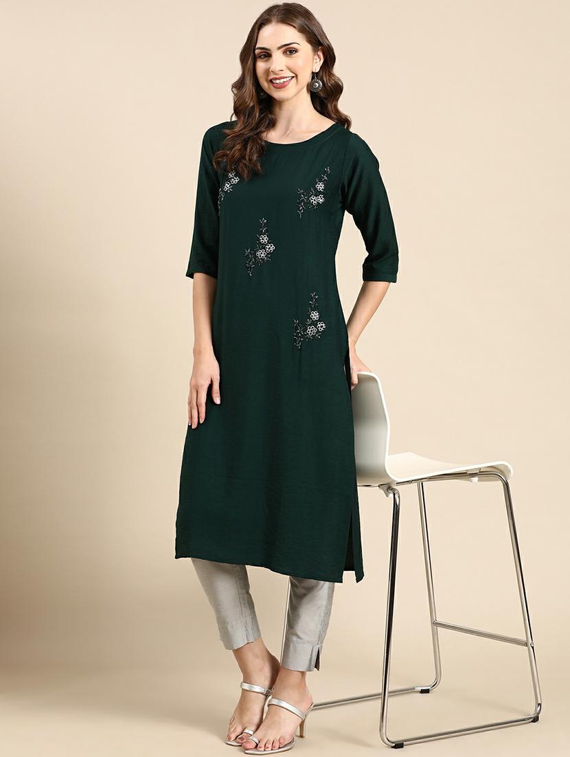 women's straight kurta - 19665037 - Standard Image - 4