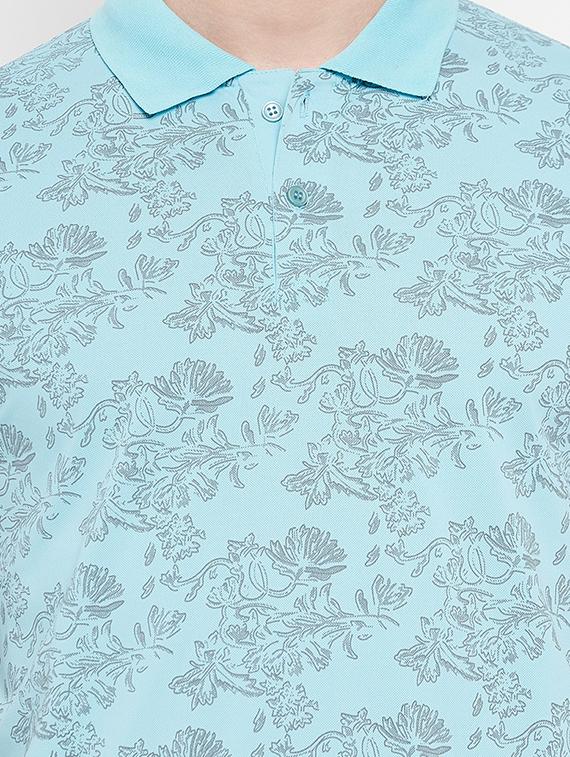 blue printed cotton polo t-shirt - 19665254 - Zoom Image - 3