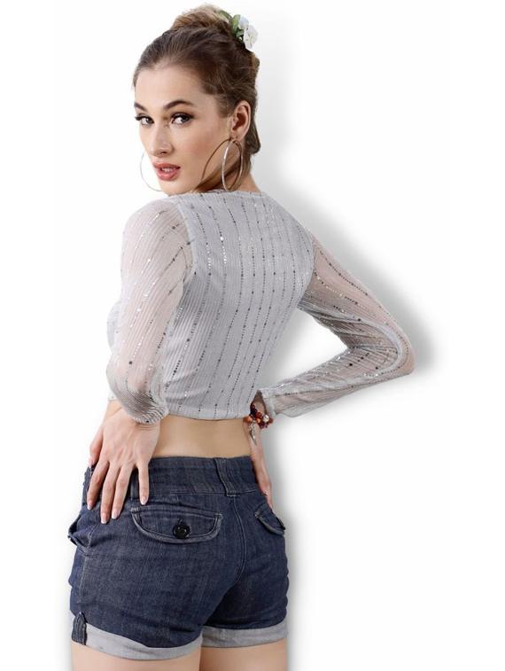 women's crop round neck top - 19668968 - Standard Image - 2