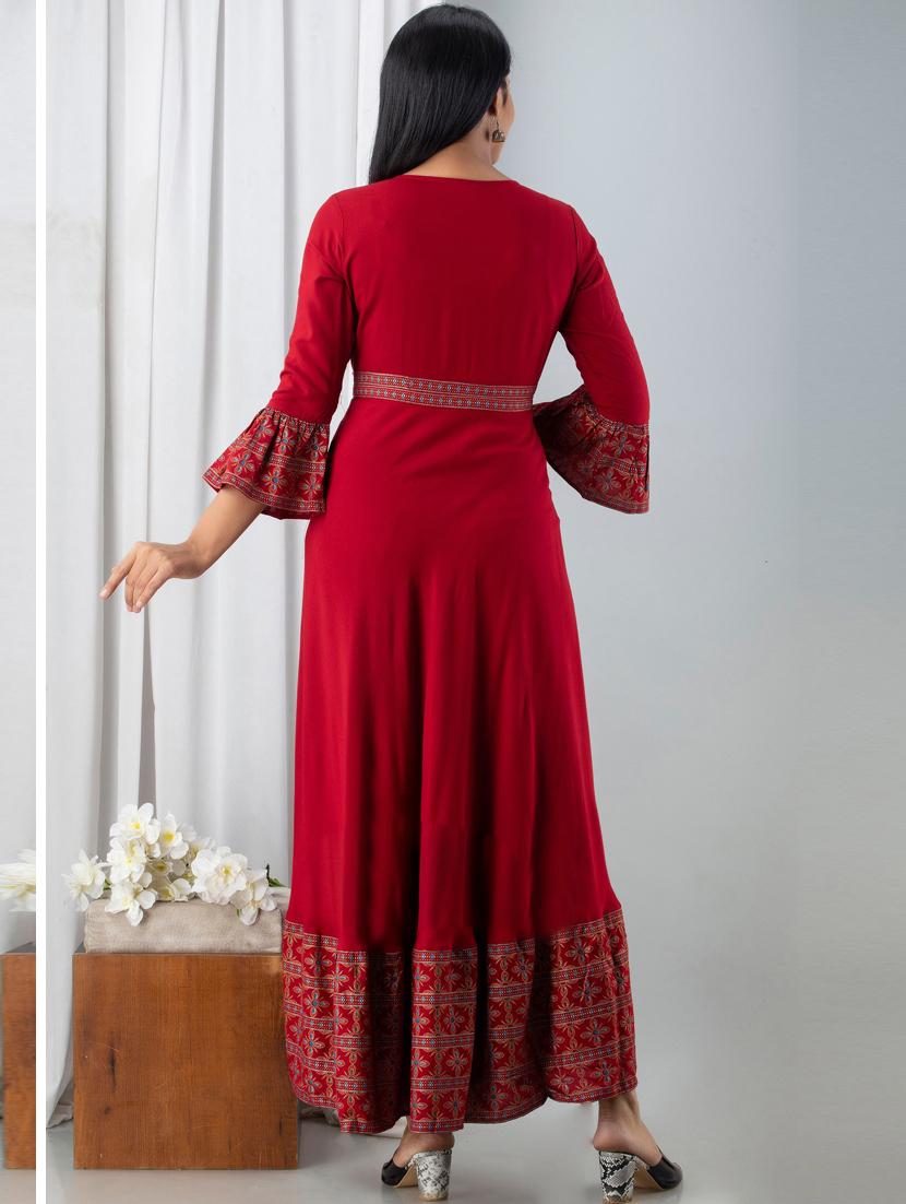 women printed front slit kurta - 19693690 - Standard Image - 2