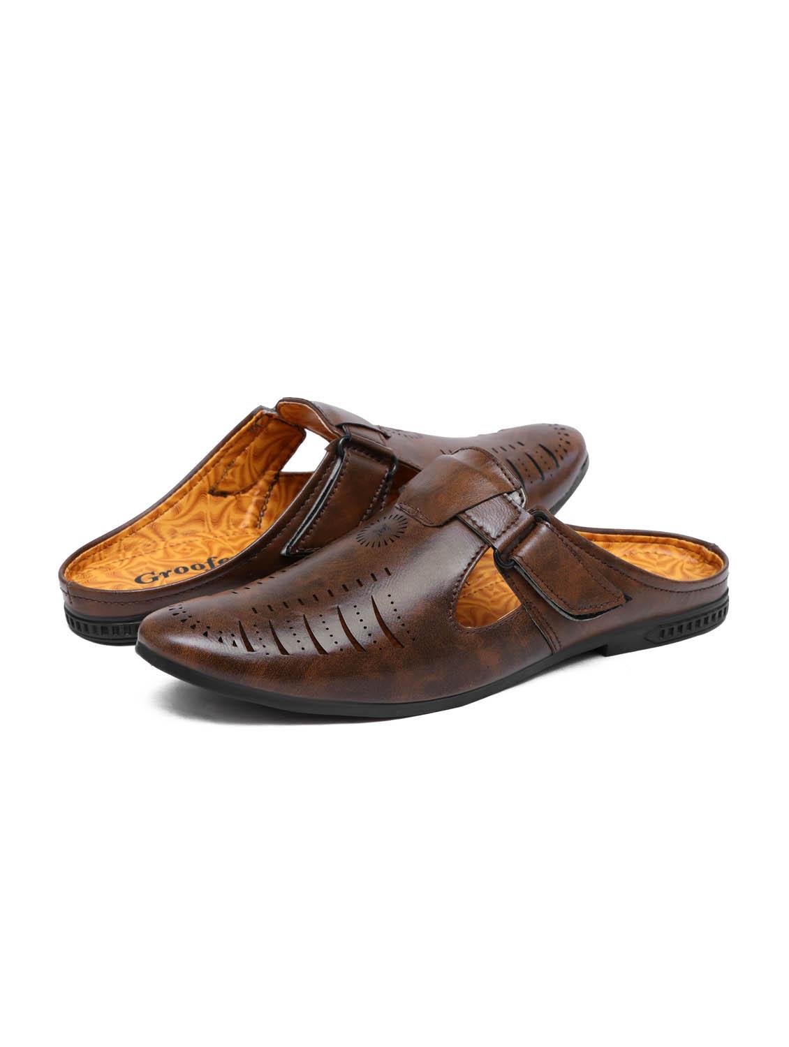 men brown slip on sandal - 19699840 - Standard Image - 3