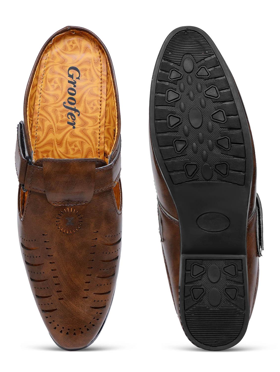 men brown slip on sandal - 19699840 - Standard Image - 4