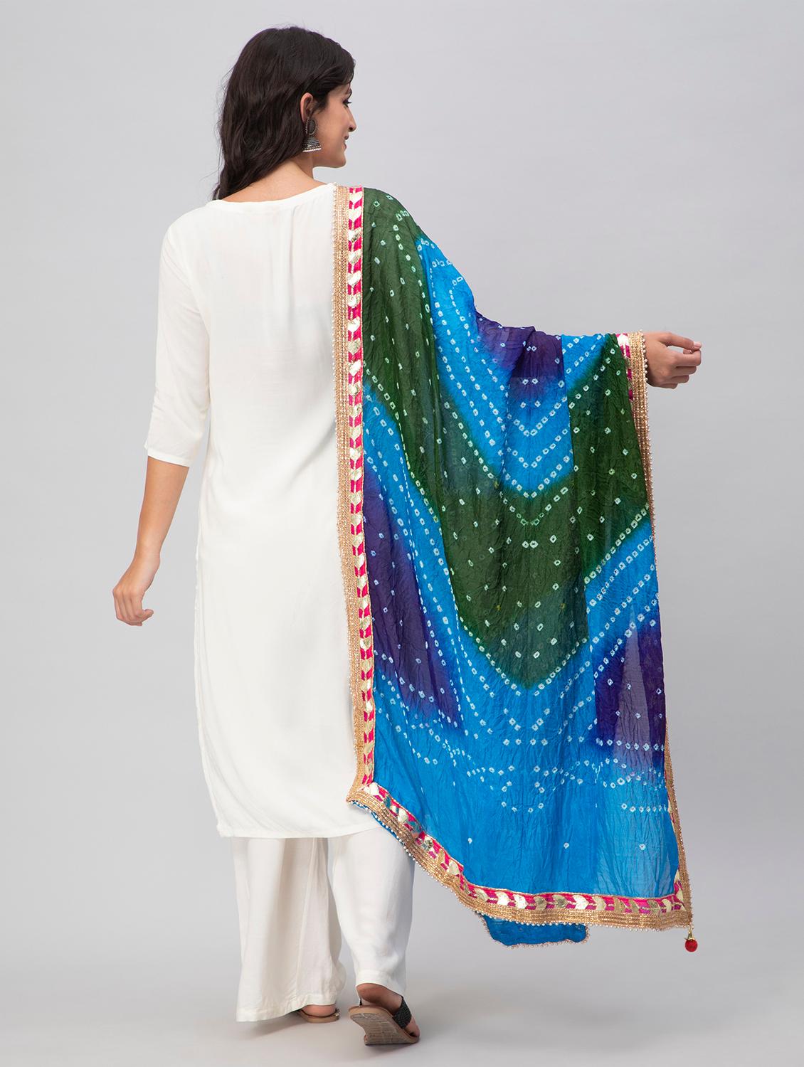 multi colored bandhani gota patti dupatta - 19734466 - Standard Image - 2