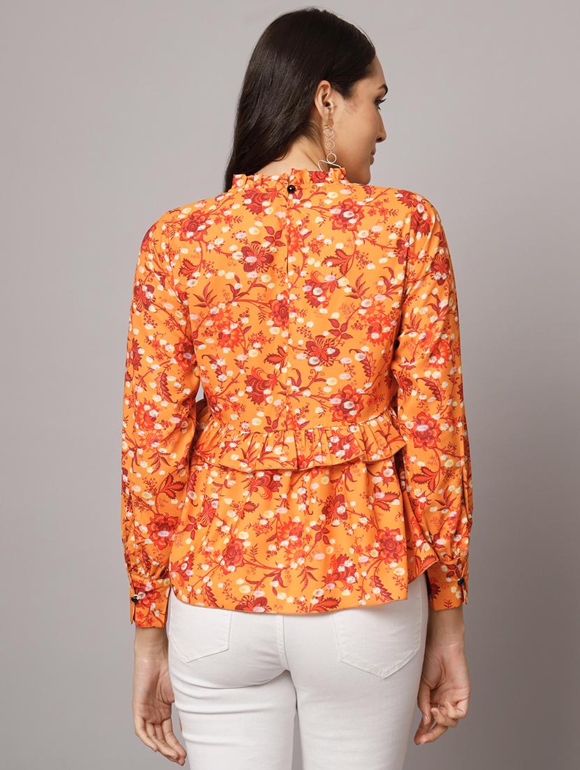 floral print mock neck peplum top - 19745499 - Zoom Image - 2