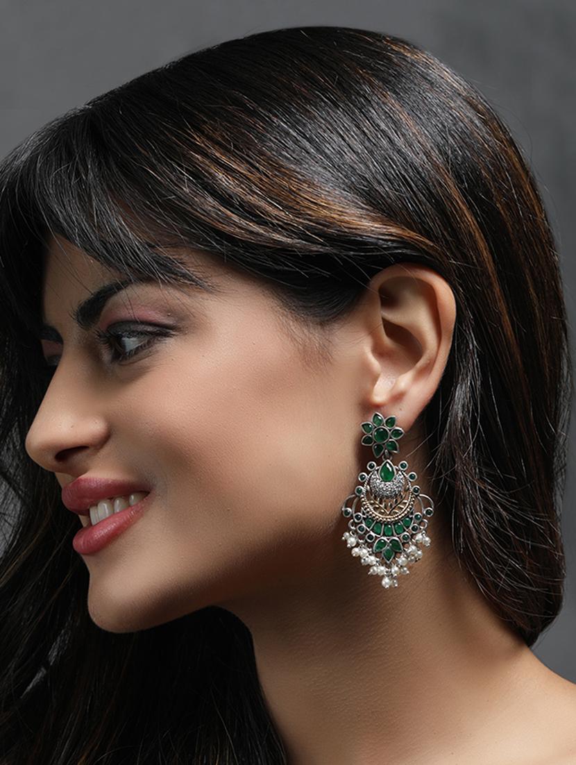 green brass drop earring - 19754789 - Standard Image - 3