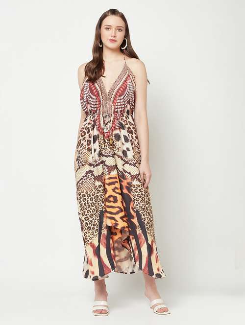 women's fit & flare self design dress - 19755399 - Very Small Image - 1