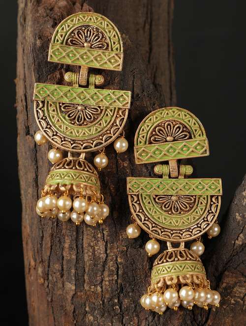 women gold plated drop earring - 19766213 - Very Small Image - 1