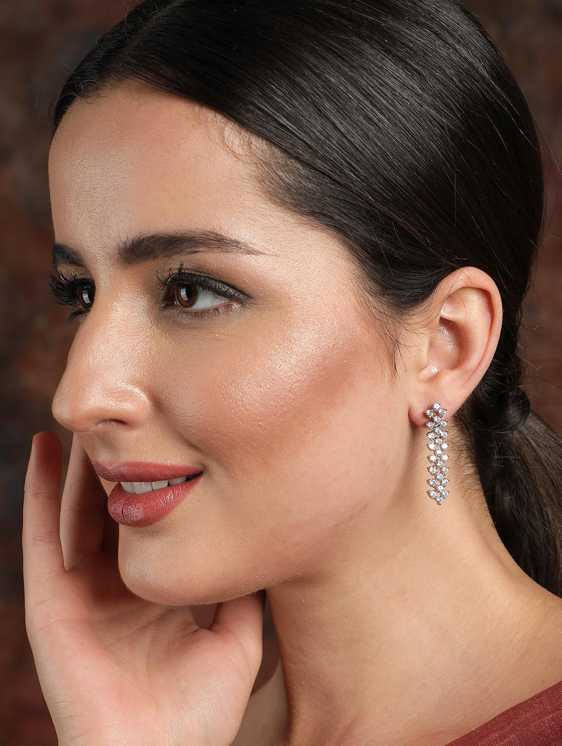 women silver plated drop earring - 19766221 - Zoom Image - 3