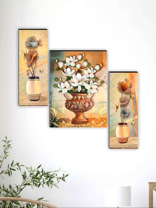 rac set of 3 flower pot mdf 12x18 inch wall art painting - 19772175 - Very Small Image - 1