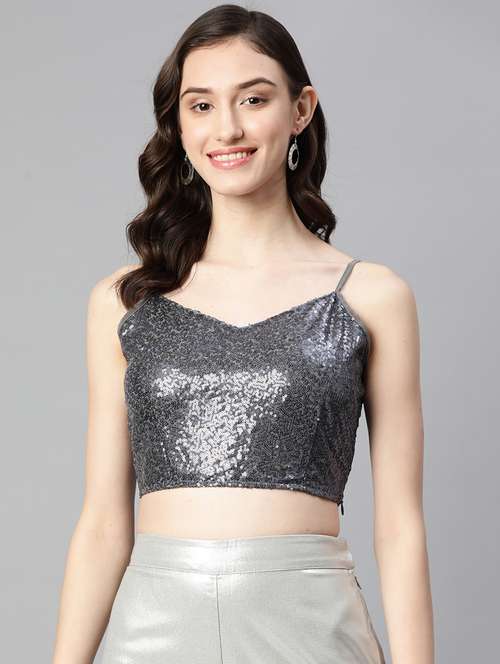 women's crop shoulder strap top - 19778627 - Very Small Image - 1