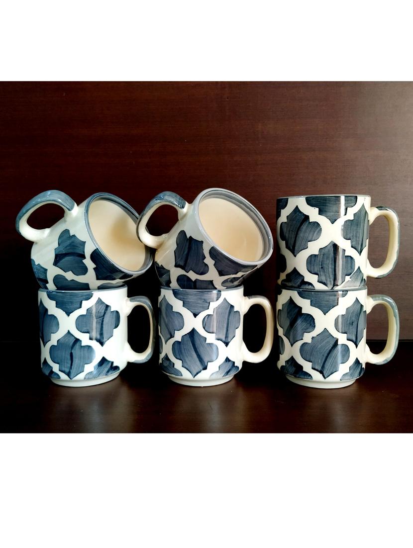 moody panda elegant set of 6 cups | handpainted cup set | set of 6 cups | stoneware - 19783356 - Standard Image - 2