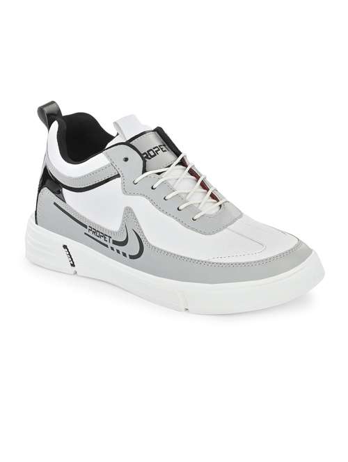 white synthetic lace up sneakers - 19795578 - Very Small Image - 1