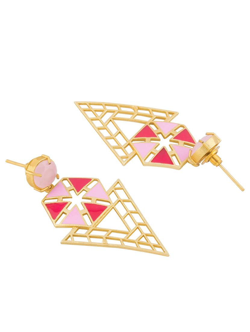 gold-plated geometric theme drop earrings - 19839968 - Standard Image - 2