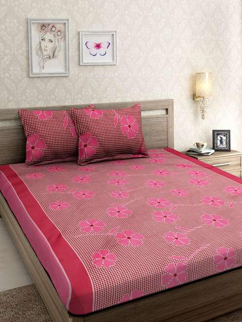 floral double bedsheet with 2 pillow covers - 19850230 - Very Small Image - 1