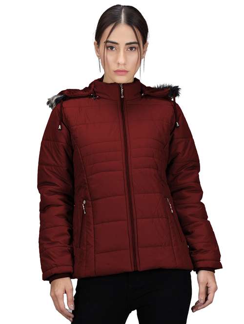 women maroon solid long sleeve quilted jacket - 19899859 - Very Small Image - 1