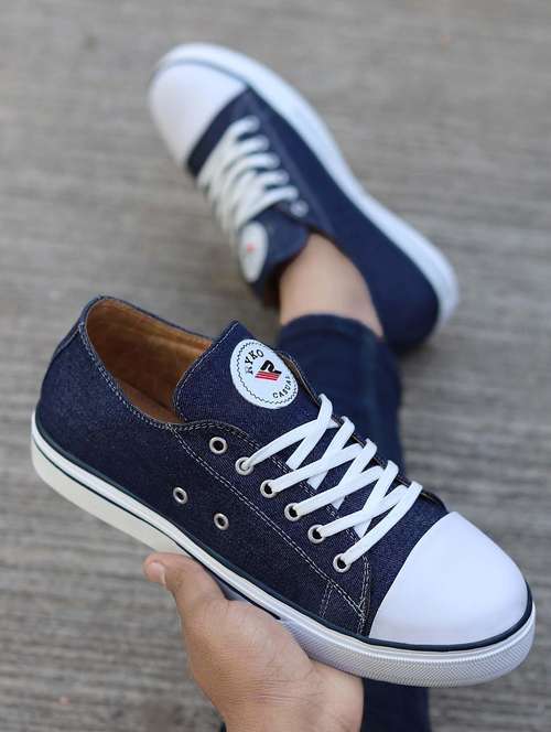 blue solid lace up sneakers - 19909651 - Very Small Image - 1