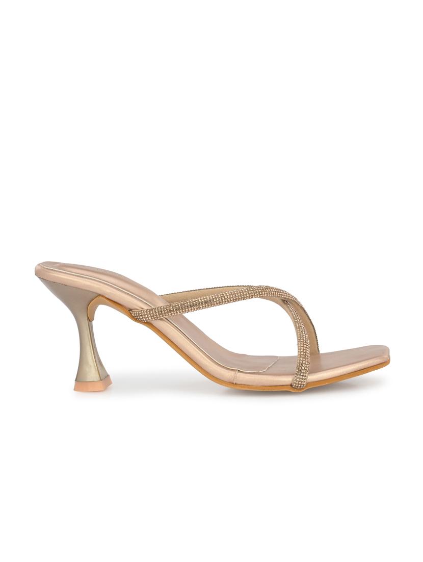 gold solid kitten heel sandal - 19920003 - Zoom Image - 3