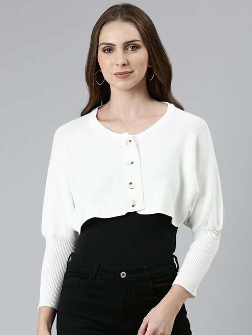 white solid cardigan - 19948274 - Very Small Image - 1