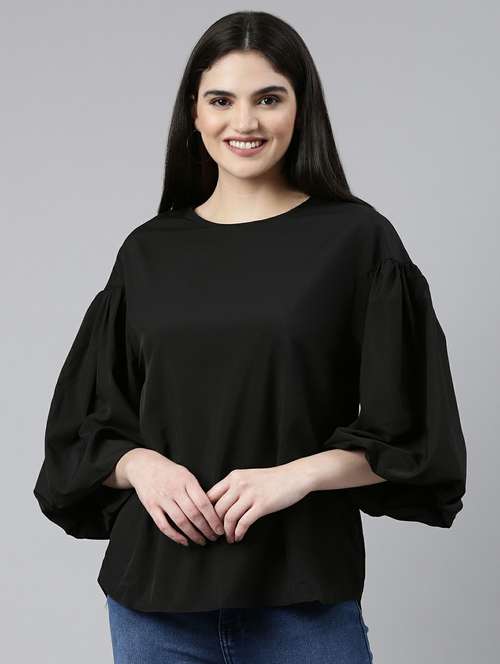 black polyester regular top - 19948572 - Very Small Image - 1