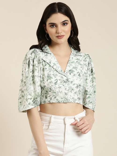 green printed crop top - 19948703 - Very Small Image - 1