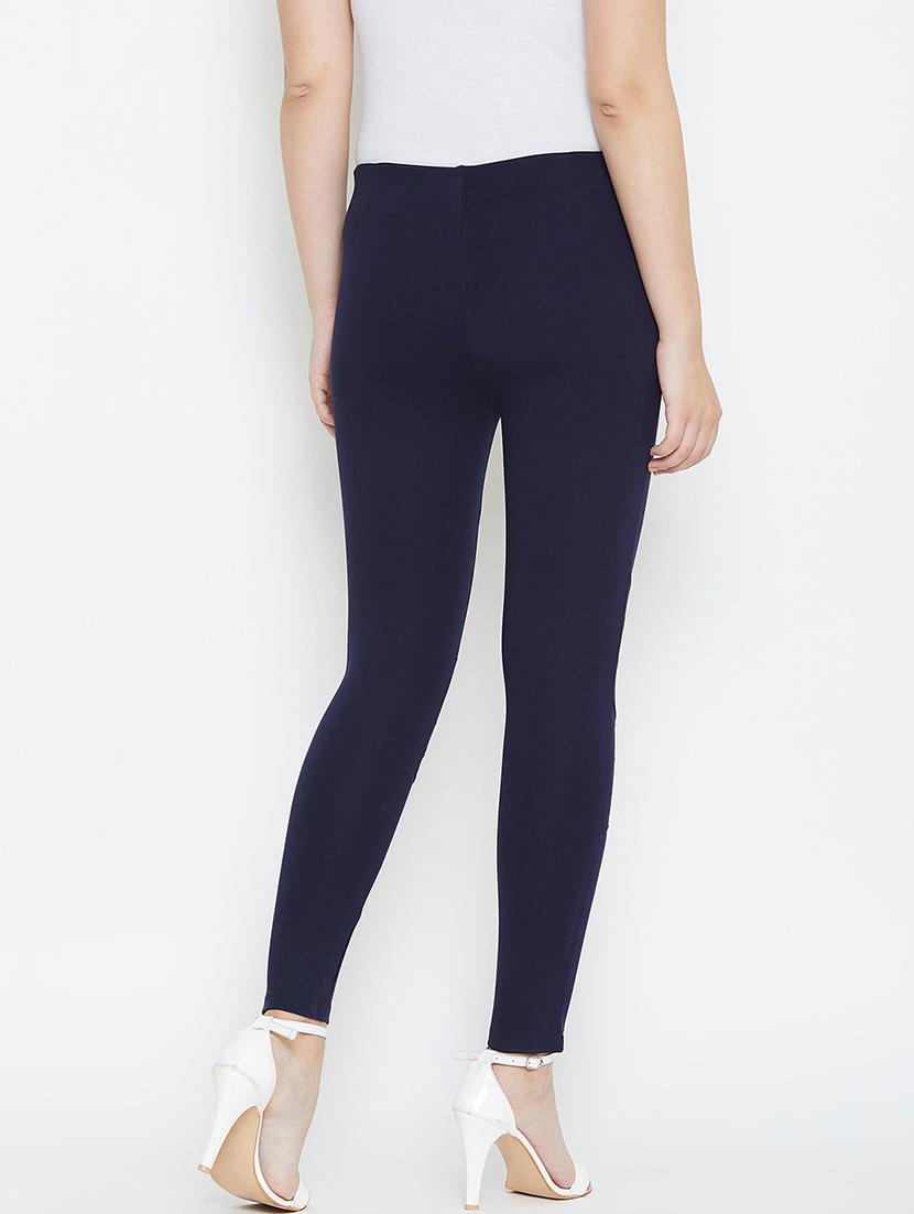 navy blue solid full length jegging - 19983573 - Standard Image - 3