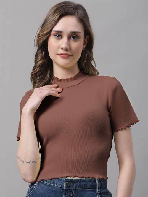 women's crop mock neck top - 19986091 - Very Small Image - 1