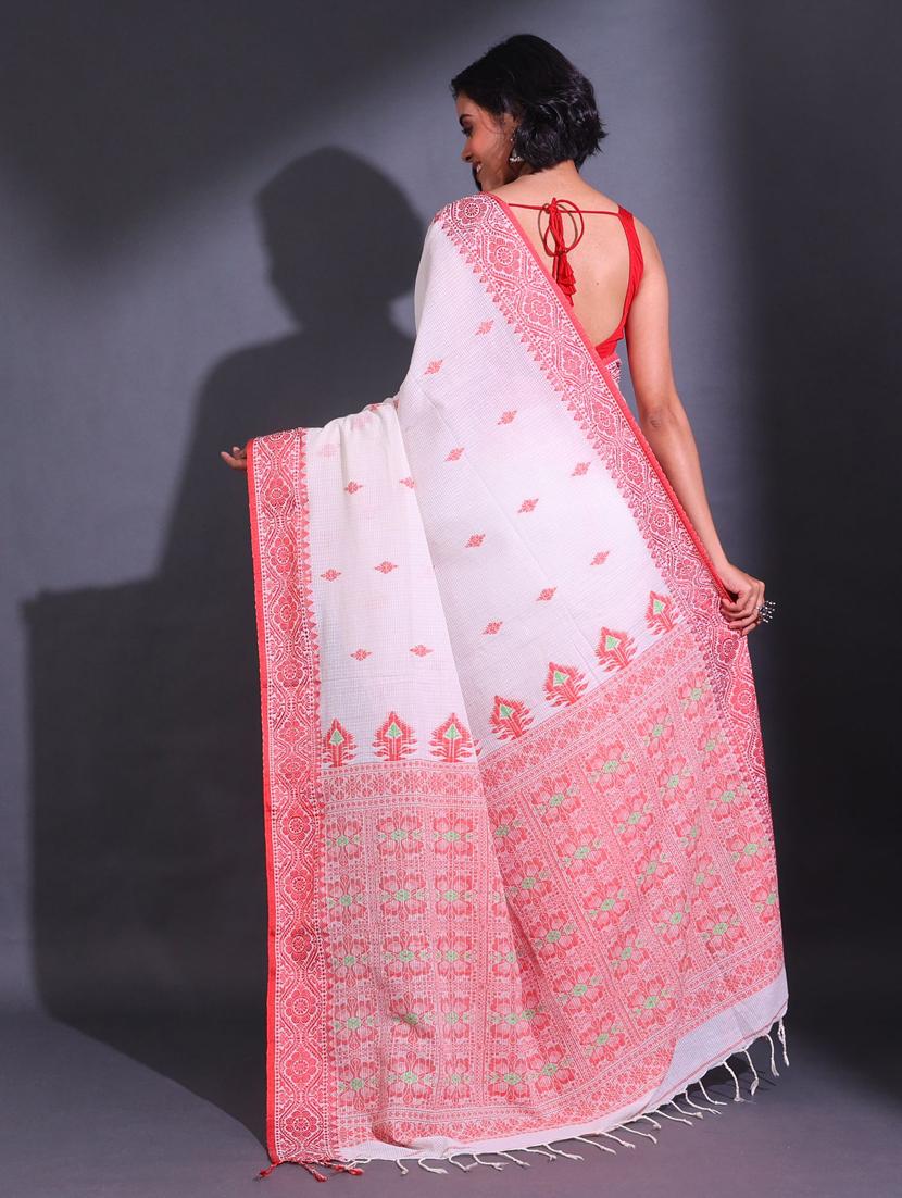 women's self design white colored saree with blouse - 19992570 - Standard Image - 2