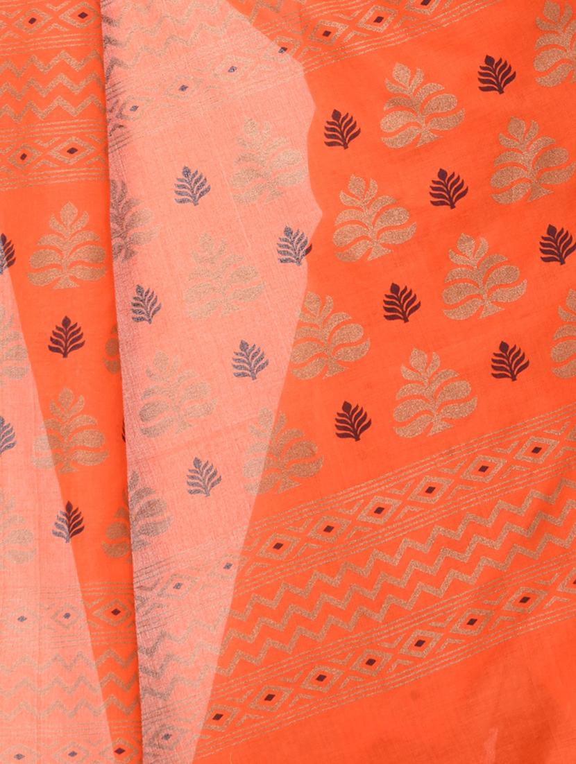 women's self design orange colored saree with blouse - 19994643 - Zoom Image - 2