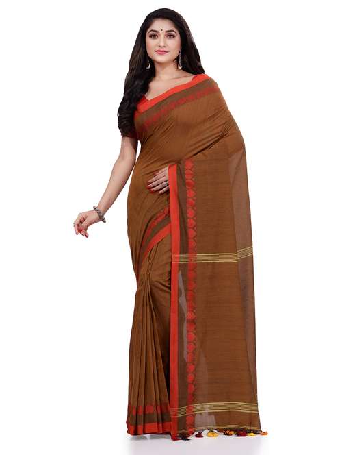 women's self design brown colored saree with blouse - 19994802 - Very Small Image - 1