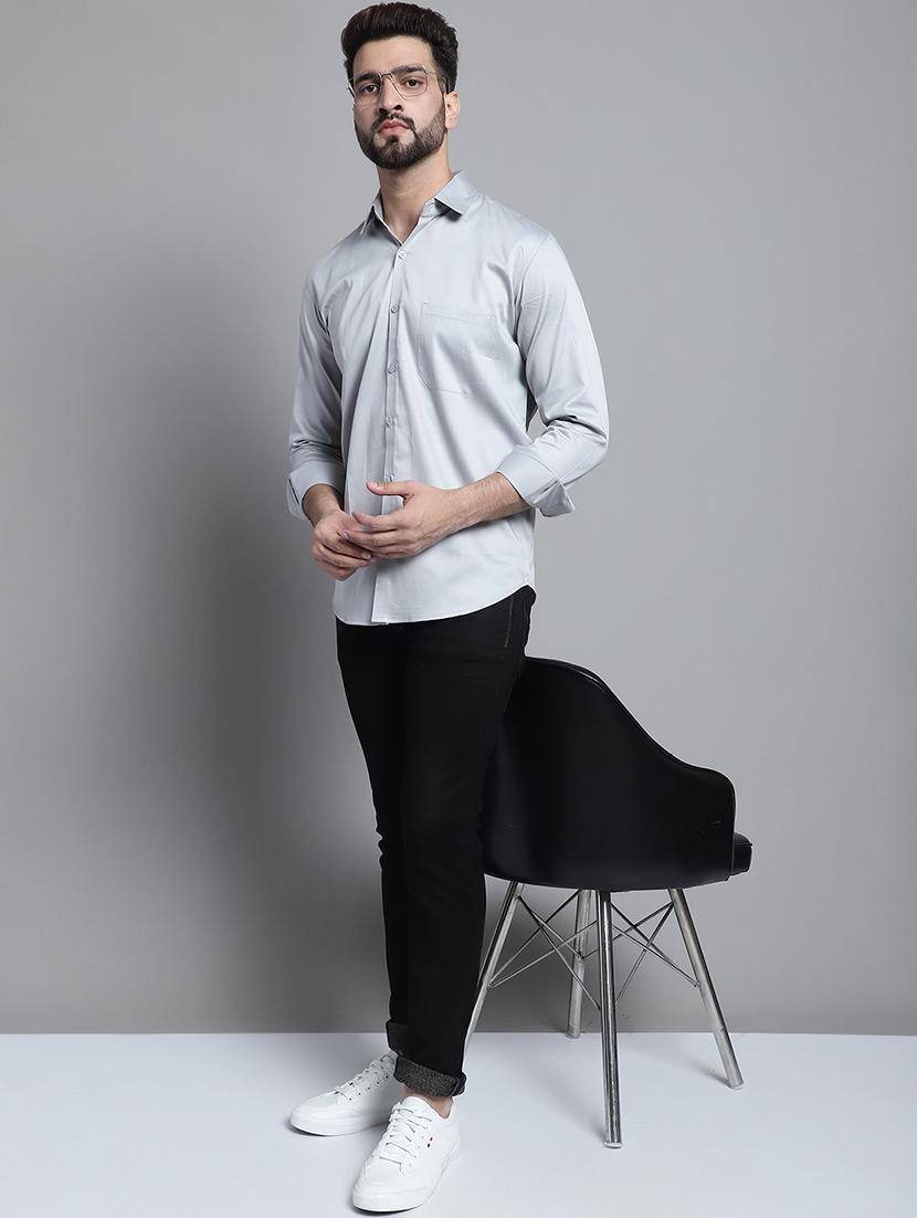 mens solid casual shirt - 20002327 - Zoom Image - 3